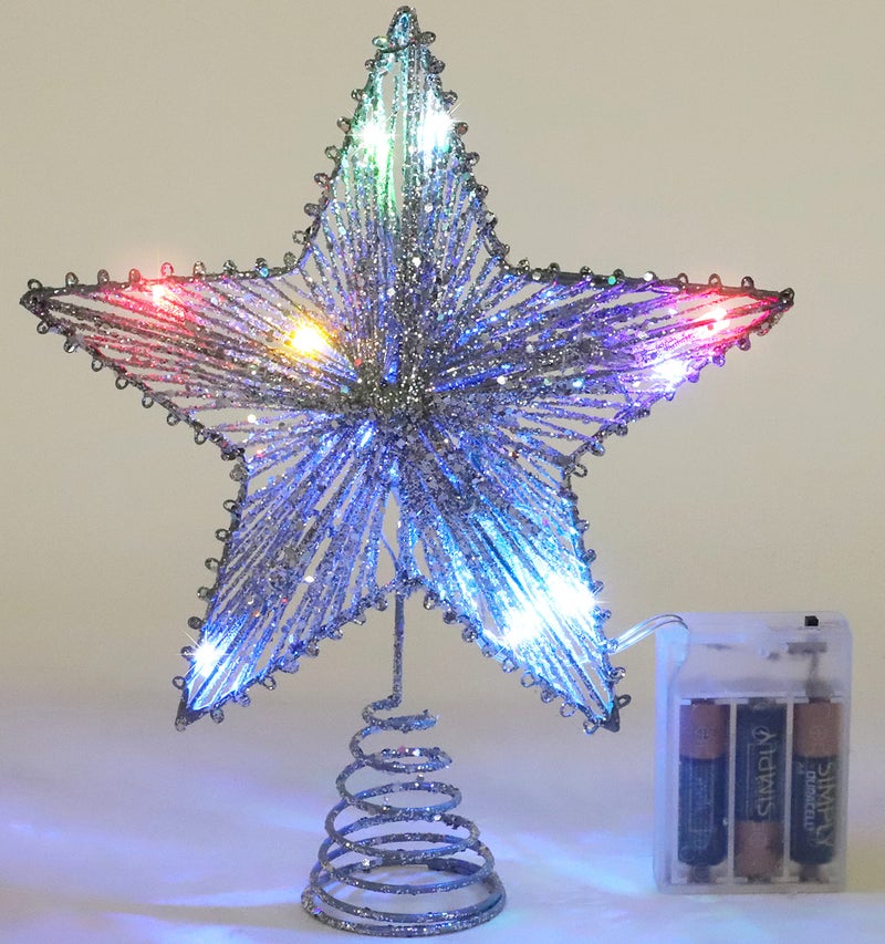 Christmas ConceptsÂ® 250mm (10") Springy Star with LED Lights - Christmas Tree Top Star/Christmas Decoration (Silver) - Image 3